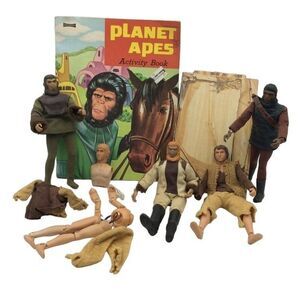 Vintage Mego Planet of Apes Verdon Zaius Burke Soldier Ape Cornelius Book Lot